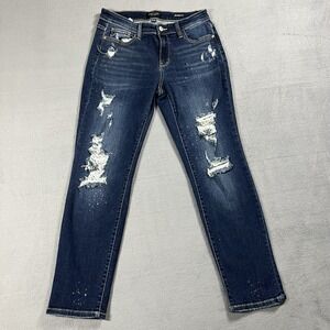 Judy Blue Jeans Womens 29 Boyfriend Dark Wash Mid Rise Stretch Denim